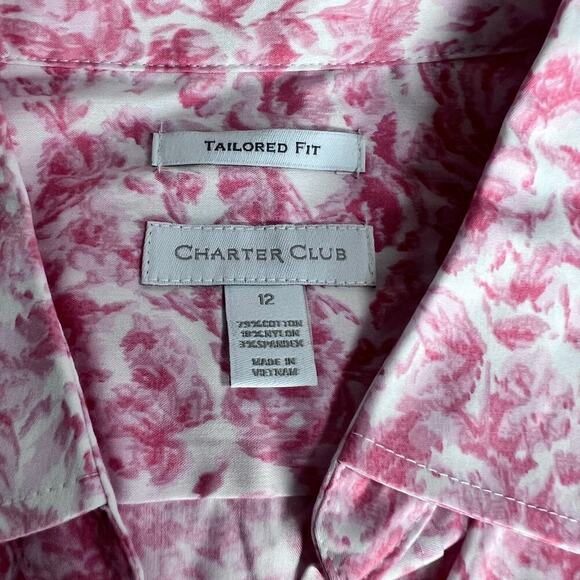 ✨Charter Club Womens 12 Sleeveless Blouse Pink Floral Button Top Work Office - Picture 2 of 6
